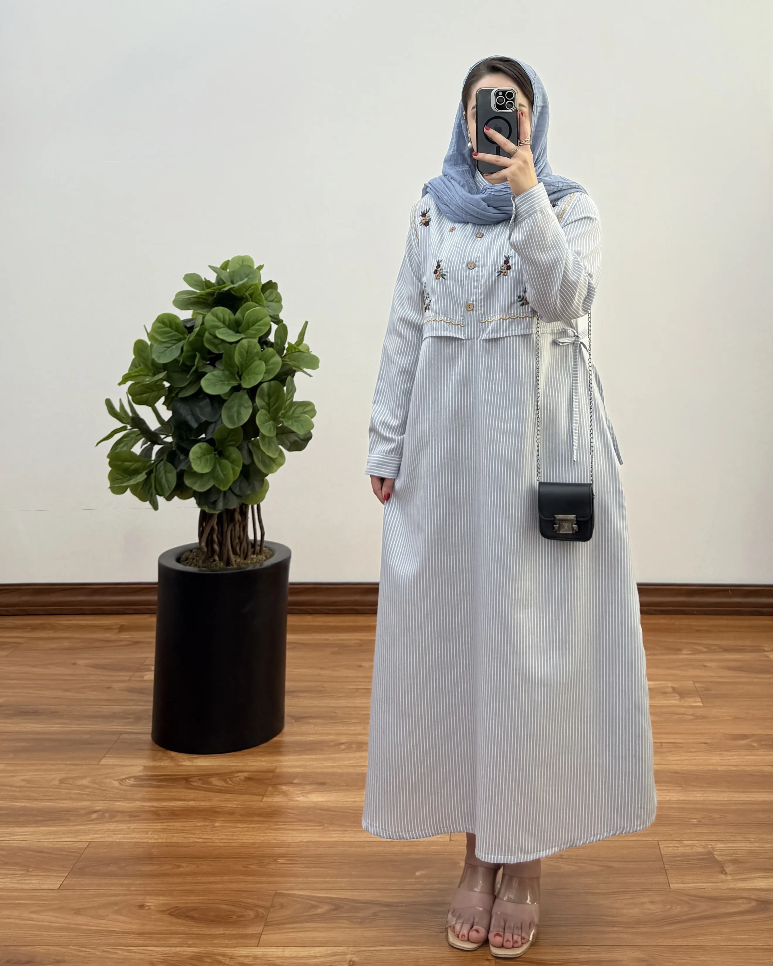 پیراهن مانتویی دیپلمات نخی مدل نیلی